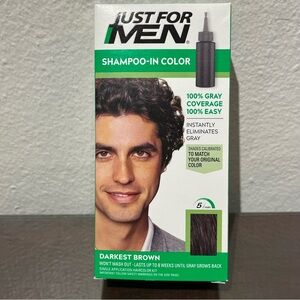 NIP Just For Men H-50 Darkest Brown Shampoo In Hair Color